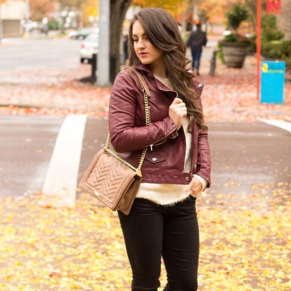 Tobi Jackets & Blazers - Maroon Faux Leather Jacket size small Tobi